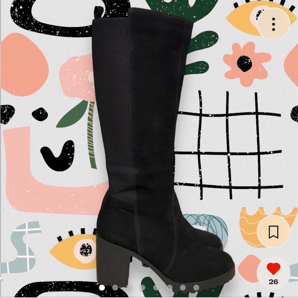 Jorge Alex | Knee High Faux Suede Heeled Boots | 
Size 7 | Black Boots